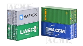 ACME 95066 - H0 - 20 Container CATU/MAERSK/CMA/CGM (4 Stück)